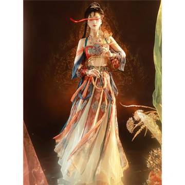 原創敦煌飛天漢服女改良漢元素西域天竺公主古裝仙氣飄逸異域風夏