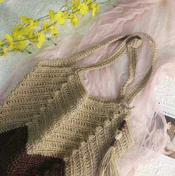 【現貨】Handmade手工編織/黃麻繩編織網袋/購物袋/肩背包/麻繩包