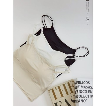 BAi白媽媽 bra短版背心／親膚牛奶絲帶胸墊－台灣現貨 隔日到貨【346127】