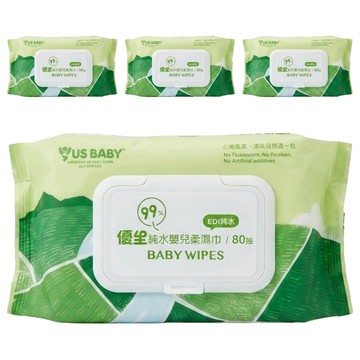 US baby 優生 純水嬰兒柔濕巾 清爽型  80張  4包