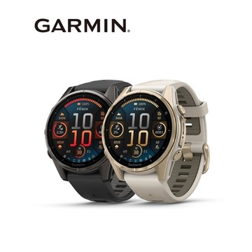 GARMIN Fenix 8 43mm全方位戶外進階GPS智慧腕錶-石墨灰DLC鈦錶圈/黑矽膠錶帶