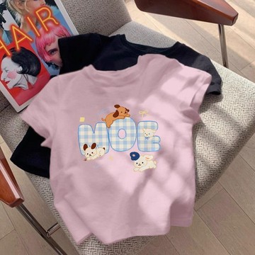 🎀biubiu童裝🎀女童天粉色小狗短袖t恤夏季新款可愛洋氣女孩寬鬆顯瘦上衣