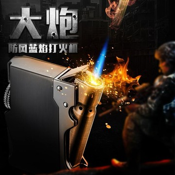 【空拍攝】 🇹🇼🔜出貨  FOCUS/焦點網紅 金屬機身 F082 防風打火機 大砲創意造型 藍焰