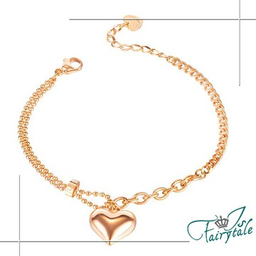 【伊飾童話】愉悅的愛＊鈦鋼麻花玫瑰金手鍊