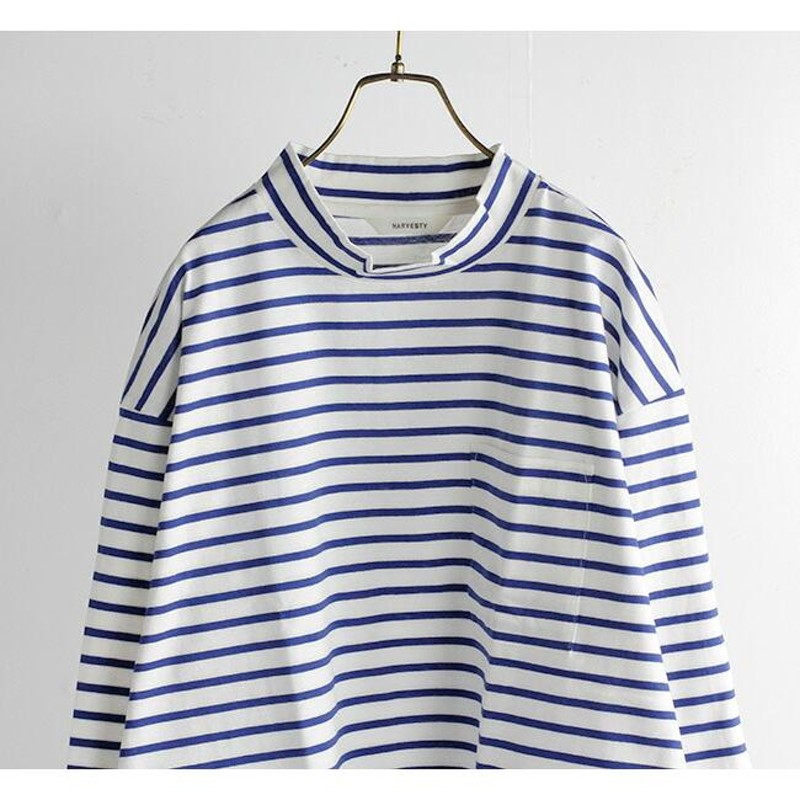 HARVESTY ハーベスティ MOCK NECK L/S TEE STRIPES ボーダー モック