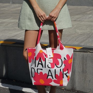 【Maison De Auri】Poche Grande 大口袋提包/ 厚針織/ Happy Pink 快樂粉