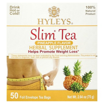 Hyleys Tea, 塑身茶，菠蘿，50 個箔封茶包，2.64 盎司（75 克）
