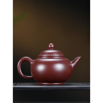 宜興原礦手工紫砂壺 朱泥大紅袍 水平壺200毫升  大球孔出水