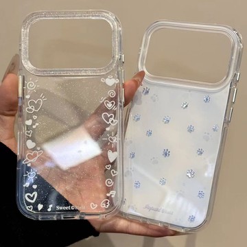 ✨iphone17手機殼✨ins滿屏貓爪圍邊愛心適用蘋果16/17promax手機殼iPhone15新款14女
