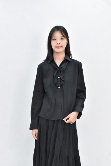 (S) daks 長袖黑色襯衫上衣
