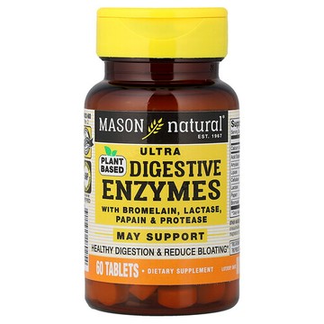Mason Natural, 植物基超消化酶，60 片