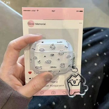 防摔耳機殼.可愛貓咪適用蘋果airpods4無線藍牙耳機殼AirPodspro2保護套3代