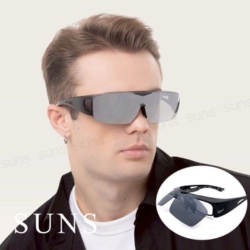 【SUNS】MIT上翻式偏光墨鏡 水銀鏡面 輕量設計/休閒墨鏡/大框架包覆性佳/免脫眼鏡
