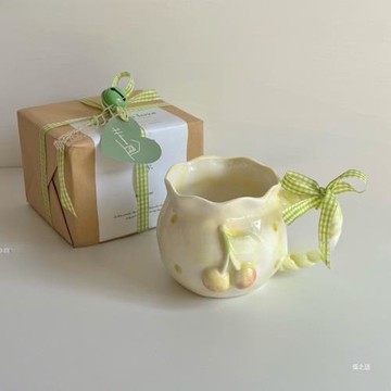 小眾手作清新博主款酷酷不規則櫻桃可愛馬克杯藝術優惠陶瓷杯量大