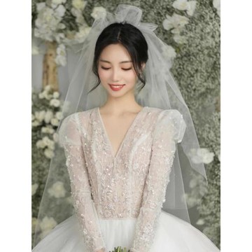 輕薄清透硬紗素紗頭紗 新娘結婚旅拍照配飾攝影化妝造型道具紗