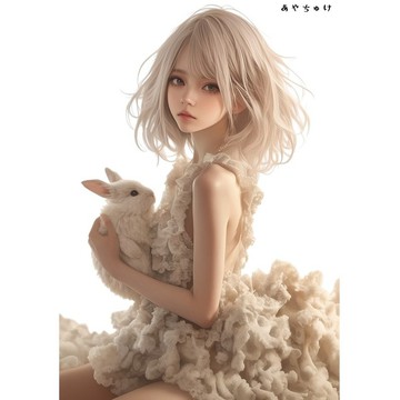 【3 月新作 2】07-095-0117 人物貼紙 動物與少女蕾絲