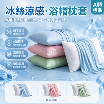 台灣出貨✨ A類冰絲涼感枕套 小冰皮空調枕套 記憶棉夏涼枕套 透氣魔術枕套 30x50cm大尺寸適用 藍色綠色粉色兩入裝
