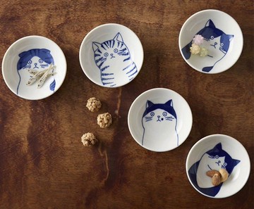 【湊免運專區】美濃燒-五種貓貓染付豆鉢單入(無附盒)