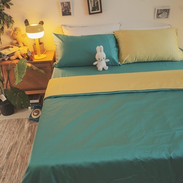 棉床本舖｜檸檬綠 ❱ 80s天絲棉(萊賽爾天絲™+純棉)-床包 - Q1加大床包組/含枕套