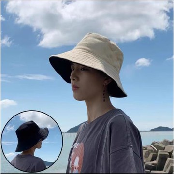 雙面帶戴漁夫帽男夏天帥氣韓版百搭防曬遮陽大檐盆帽太陽帽子男潮