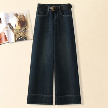 復古牛仔闊腿褲女2025秋季新款寬松顯瘦高腰小個子顯高直休閑筒褲