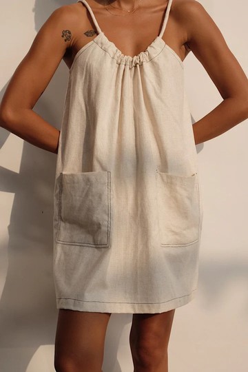 Oatmeal Tie Back Dress