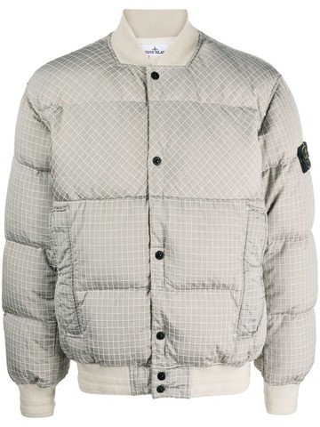 Stone Island - Compass-motif puffer jacket - men - Polyamide/Polyamide/Polyurethane Resin/Duck Down/Duck Feathers - L - Grey