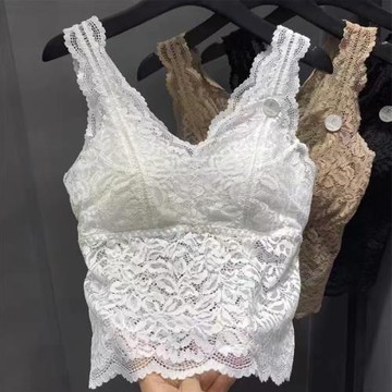 蒲席 夏季蕾絲裹胸防走光抹胸美背外穿打底內搭背心吊帶背心