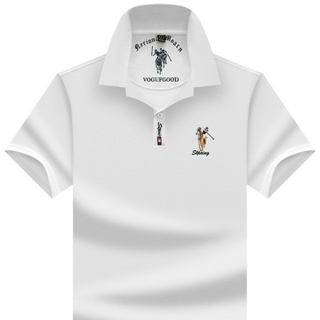 【新款熱賣】100%純棉保羅衫男裝夏翻領短袖男式t恤純色刺繡休閑男士polo衫男