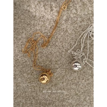 靈魂穿搭通體925純銀小眾簡約圓球項鏈女ins時髦球形吊墜毛衣鏈