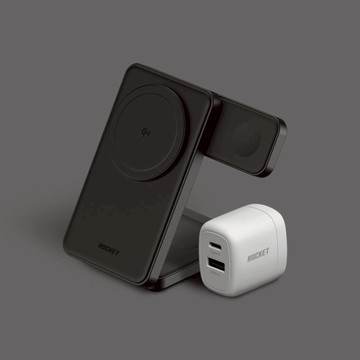 nopea Qi2 三合一折疊無線充電器 + R1 30W GaN PD 快充雙孔充電器 nopea Qi2 三合一折疊無線充電器 + R1 30W GaN PD 快充雙孔充電器