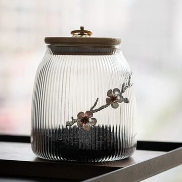 祥晟日式家用大號密封玻璃茶葉罐北歐風零食儲存收納盒花茶糖罐