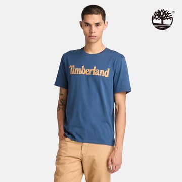 任-Timberland 男款深藍色花卉印花短袖T恤│A6D6R288