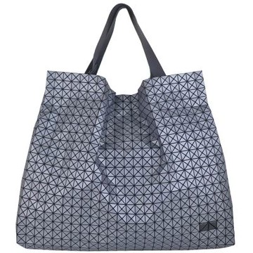 ISSEY MIYAKE 三宅一生 BAOBAO 金屬銀灰色壓印方格手提/肩背托特包