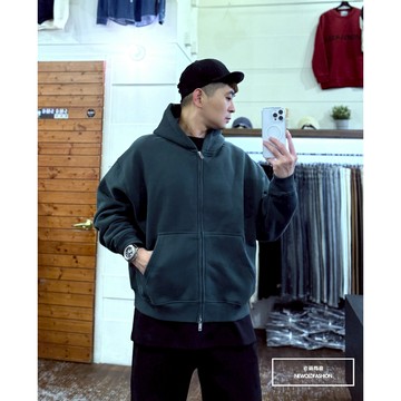 『老爺有喜』重磅經典全素連帽刷毛棉外套(NOF2510W25809)-綠