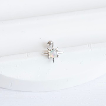 蛋白石925純銀星芒轉珠耳環