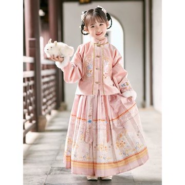 古裝明制漢服2025新款兒童國風女童加厚拜年服唐裝女孩馬面裙冬季