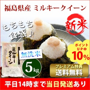 新米 米 無洗米 5kg 福島県産 ミルキークイーン 1等米 令和5年産 お米 5kg プレミアム特典 送料無料 北海道・沖縄配送不可 即日発送 クー