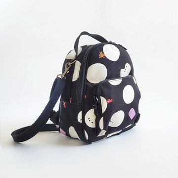 【Simple Zone】Boing Boing 防潑水 3用小後背包 側背包 肩背包 旅行隨身包- 燒仙草湯圓 黑(BO-2316K)