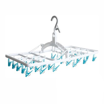 Aisen 可調整便利曬衣架 30夾  吸盤式設計 雙向使用 U型掛勾 荷重1.5kg 六段式設計 輕量鋁材  34 x 33 x 4.5cm