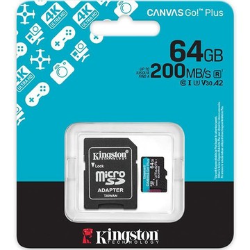Kingston 64GB microSDXC SDCG4/64GB 200MB UHS-I U3 V30 A2 記憶卡