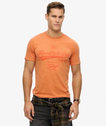 Superdry Men's Workwear Washed Relaxed T-shirt Orange Size: L