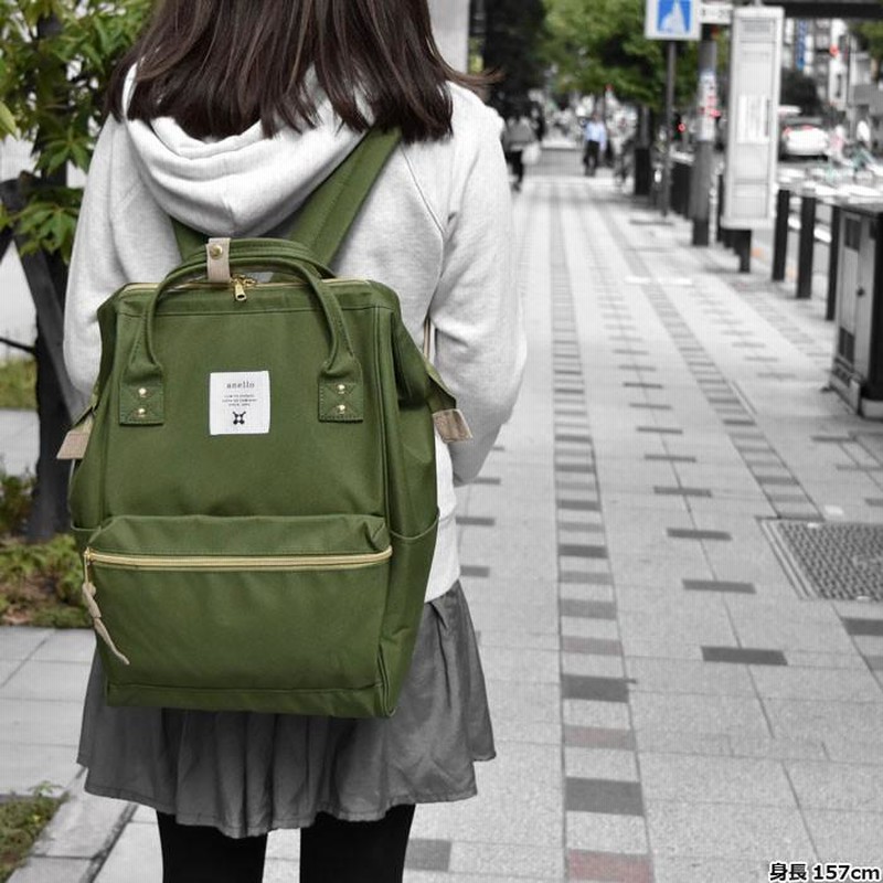 リュック レディース おしゃれ 通学 女子 学生 大容量 がま口 スクエア 通学 Anello アネロ 背面ファスナー付 ポリキャンバス 口金リュック At B0193a 正規品 通販 Lineポイント最大0 5 Get Lineショッピング