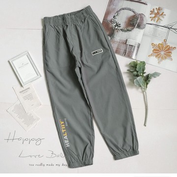 男大童 拼接大口袋字母彈力運動長褲 秋冬童裝 大童長褲 大童休閒褲 大童運動褲 大童褲 秋冬棉褲