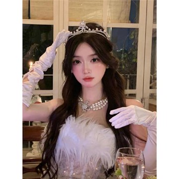 皇冠女王珍珠發卡生日新娘頭飾婚紗頭冠公主王冠頭箍發箍2026新款