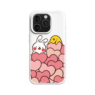iPhone 16 Pro SolidX 白 - 懶散兔與啾先生 Lazy Rabbit and Mr.Chu - Hearts