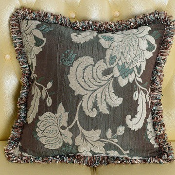 【協貿】奢華高檔百搭雙面雪尼爾提花灰綠花邊大抱枕含芯