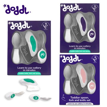 【doddl】英國人體工學秒拾餐具 - 兒童學習餐具 3 件組-多款可選