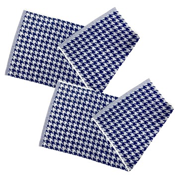 LIFE 來福牌 千鳥格緹花毛巾 2條 藍色 - 時尚簡約 吸水速乾