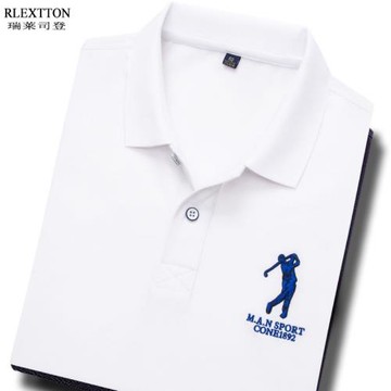 夏季純棉短袖t恤男翻領上衣體恤男裝帶領半袖純色衣服休閑POLO衫